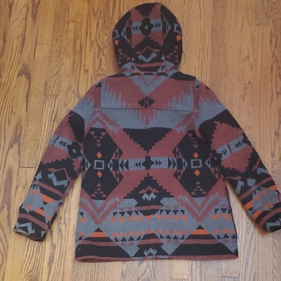 Gap - Vintage RARE Aztec Printed Pea Coat with Toggle Buttons - Picture 3 of 5